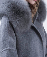 Cashmere Wool Women's Fox Fur Coat - Assuie UGG Wear