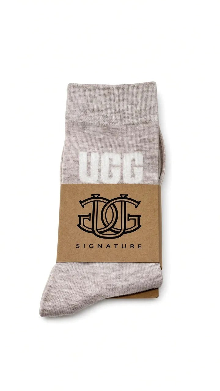 Beige knitted UGG socks