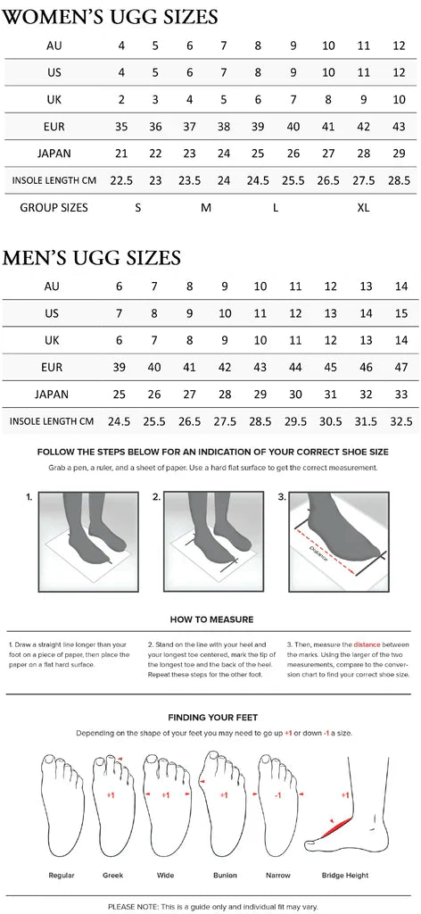 Aussie UGG 服装尺码表