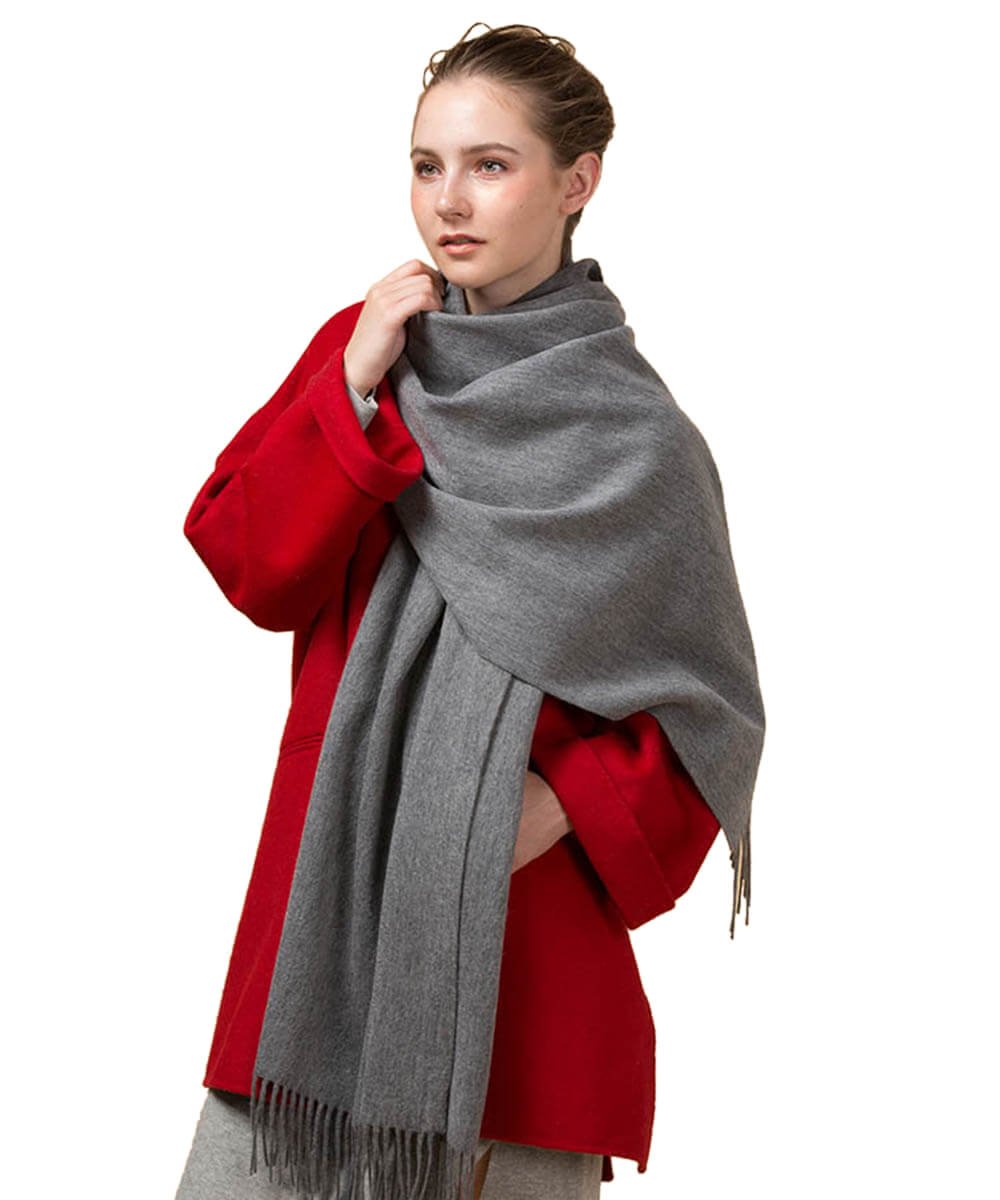 Mitchell-Y pure cashmere shawl in Mid Grey