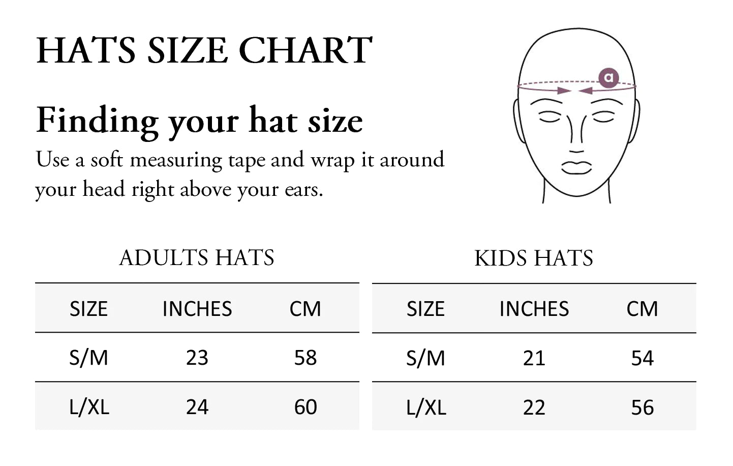 Aussie UGG Wear Hat Size Chart