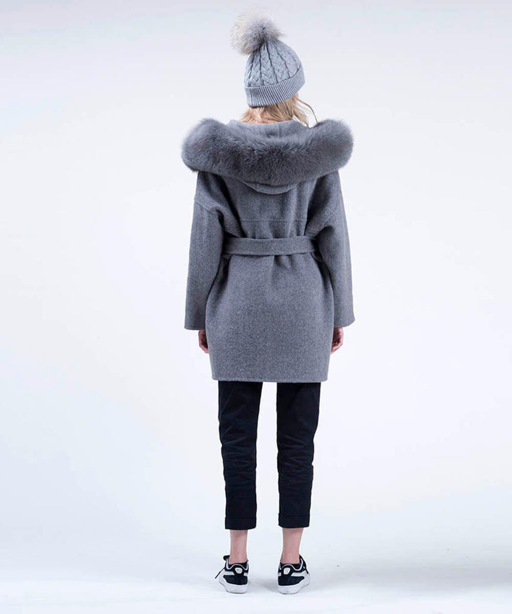 Cashmere Wool Women's Fox Fur Coat - Assuie UGG Wear