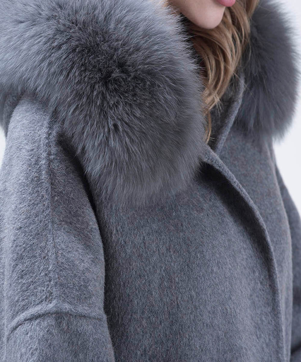 Cashmere Wool Women's Fox Fur Coat - Assuie UGG Wear