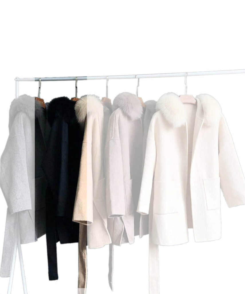 Cashmere Wool Women's Fox Fur Coat - Assuie UGG Wear