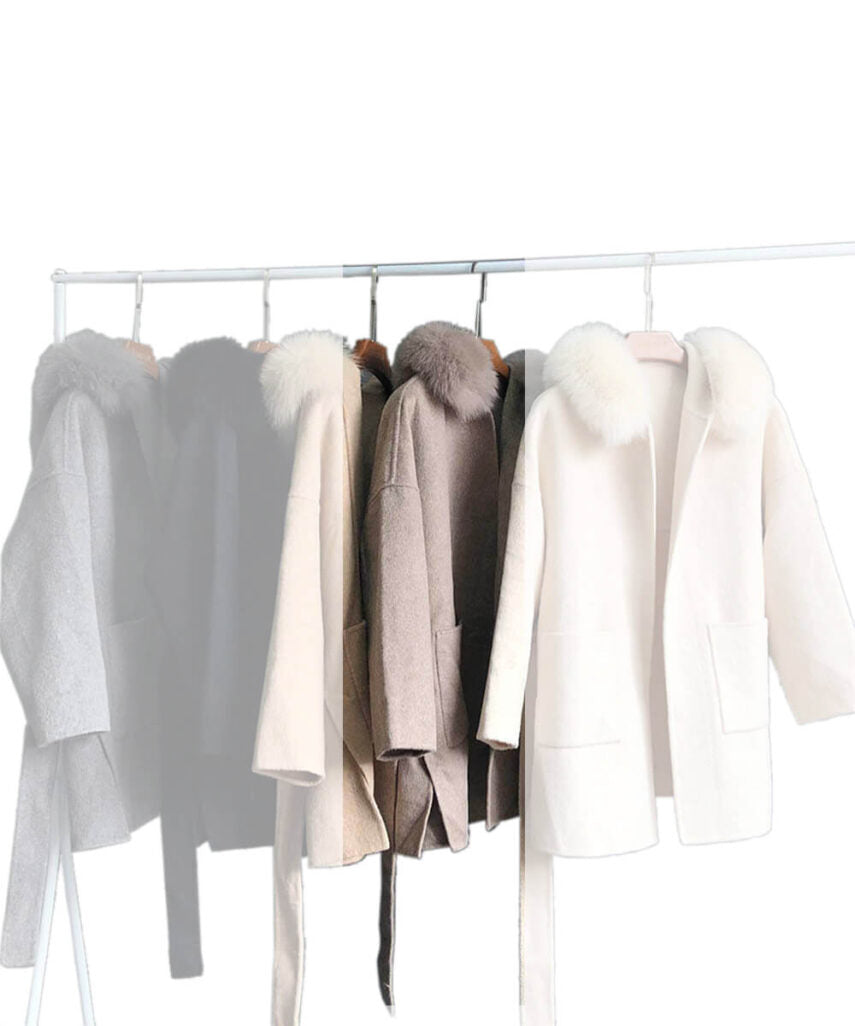 Cashmere Wool Women's Fox Fur Coat - Assuie UGG Wear