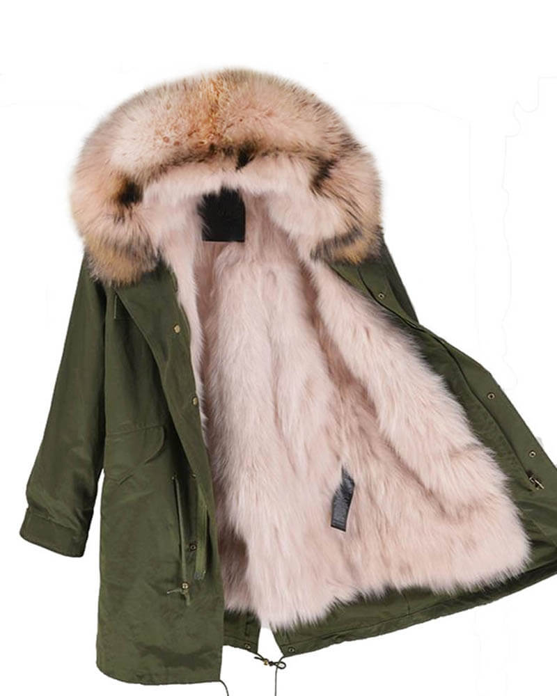 Parka Women's Jacket Green Pink - Assuie UGG Wear