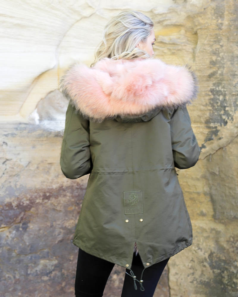 Parka Women's Jacket Green Pink - Assuie UGG Wear
