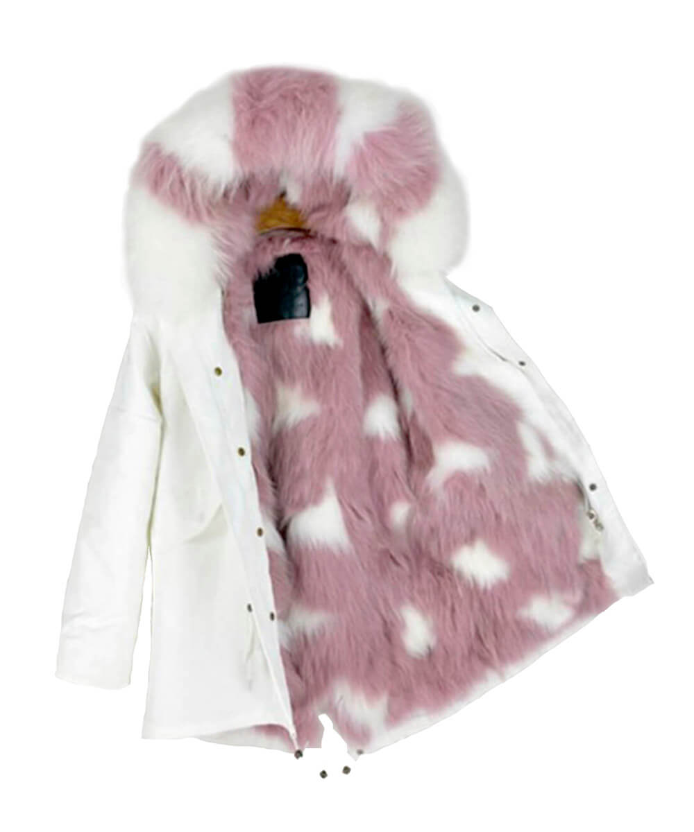 Parka Women's Jacket White & Pink - Assuie UGG Wear