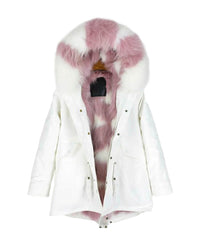 Parka Women's Jacket White & Pink - Assuie UGG Wear